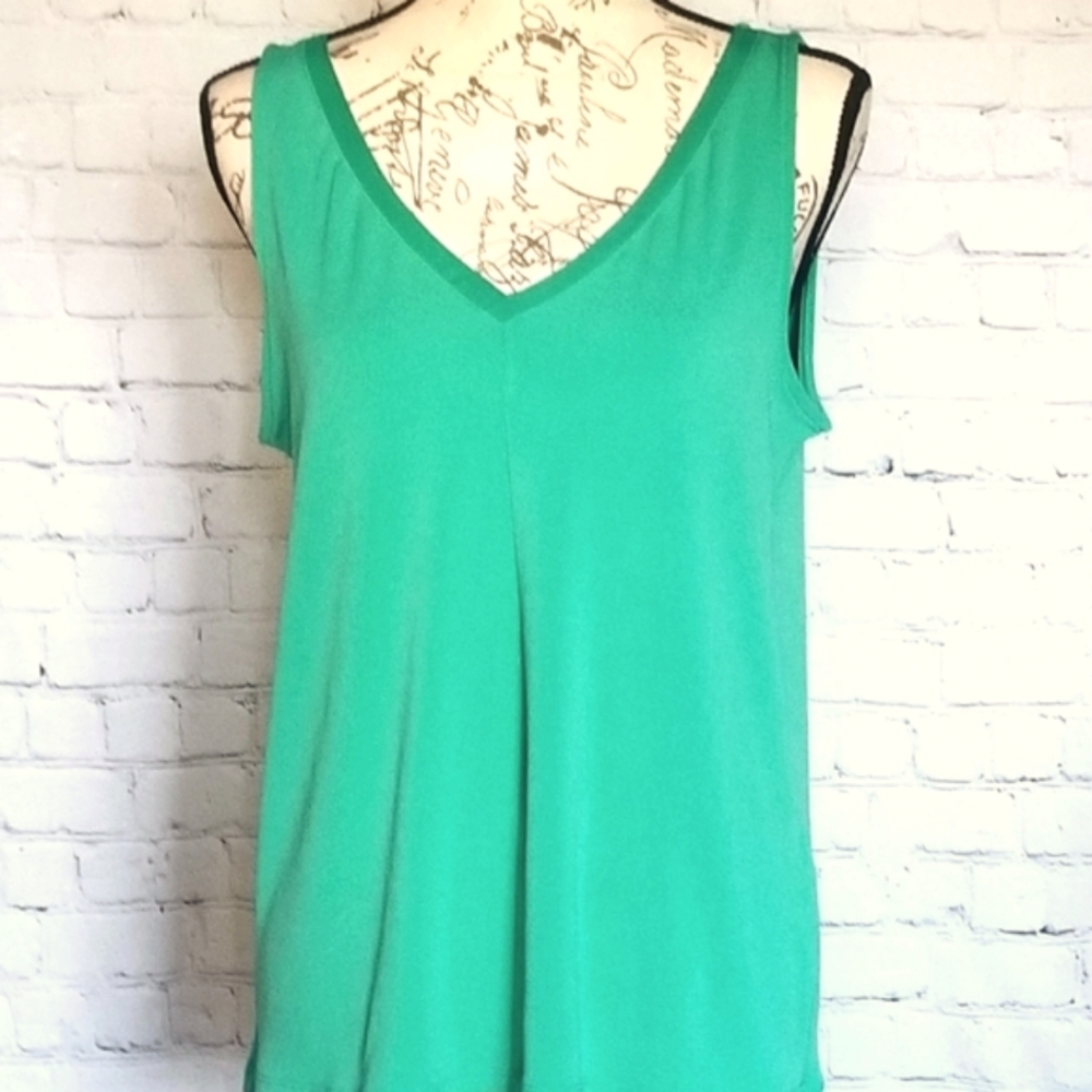 Banana Republic Green Sleeveless V-neck, back cut out Top, Size S
